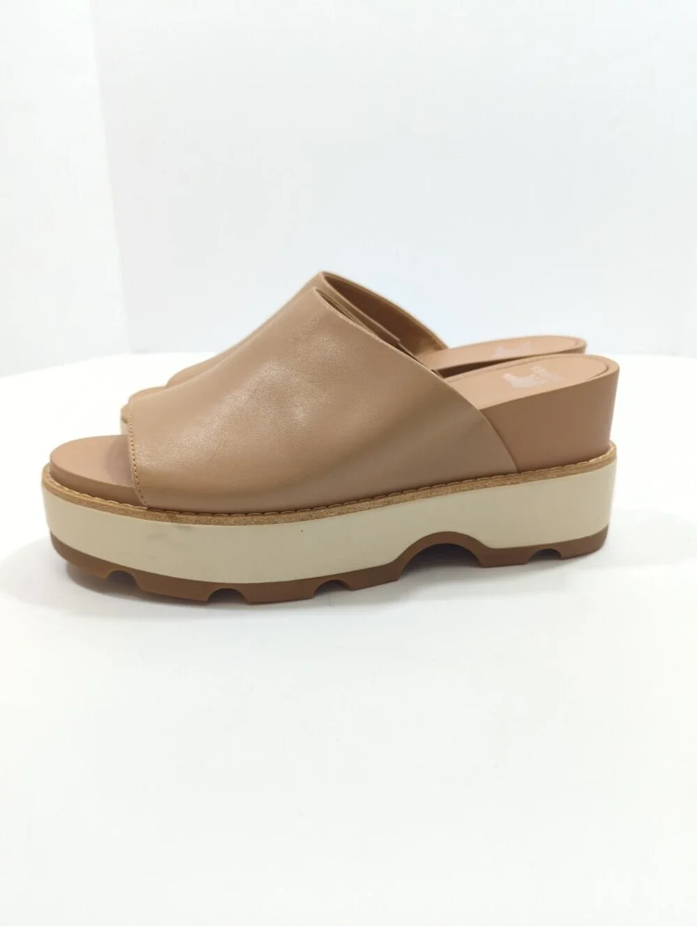 Sorel Platform Joanie IV Slide Wedge in Honest Beige and Cream